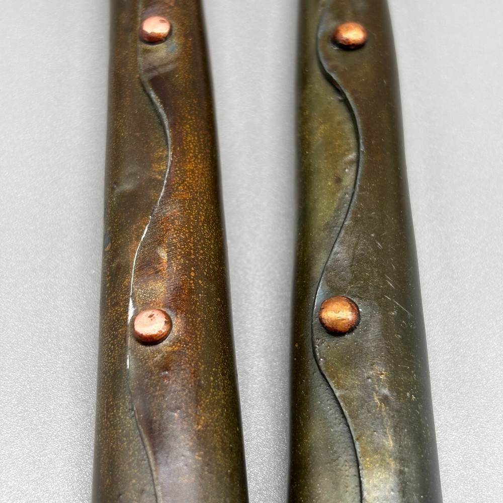 Handmade Metal Salad Servers Riveted Handle Serving Spoon Fork Artisan Set