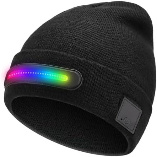 Beanie Hat with LED Light Strip, Rechargeable Winter Warm Cap with Multiple