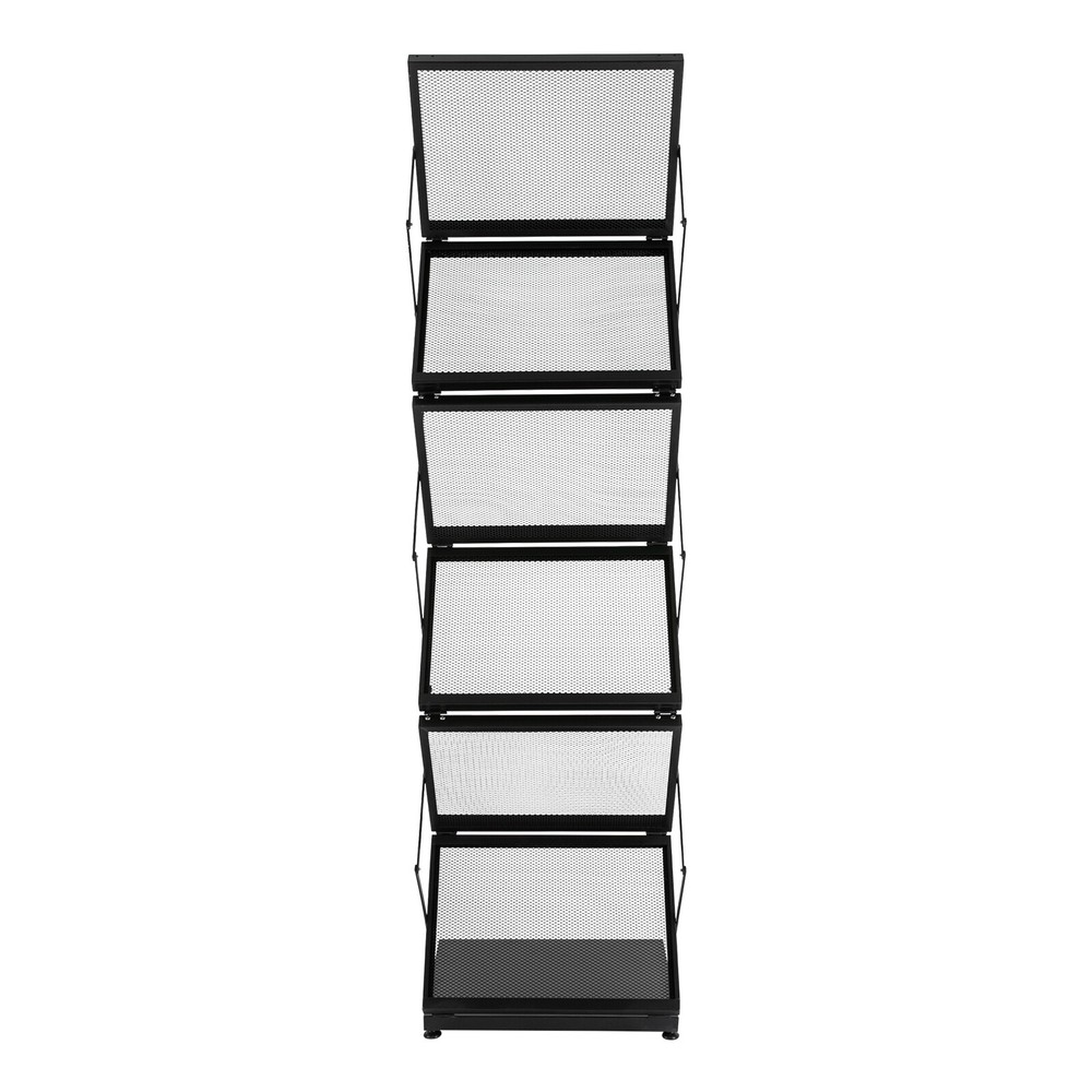 Magazine Rack Double A4 Width with 6 Pockets Magazine Display Stand Foldable