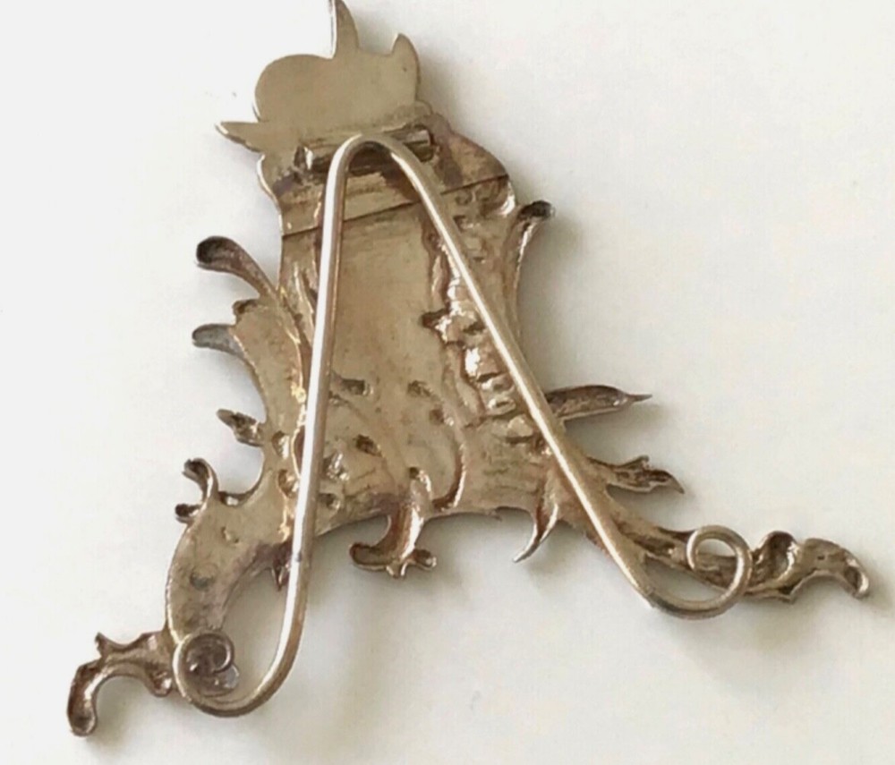 silver German solid silver card menu or name Holder Rococo 10/PS