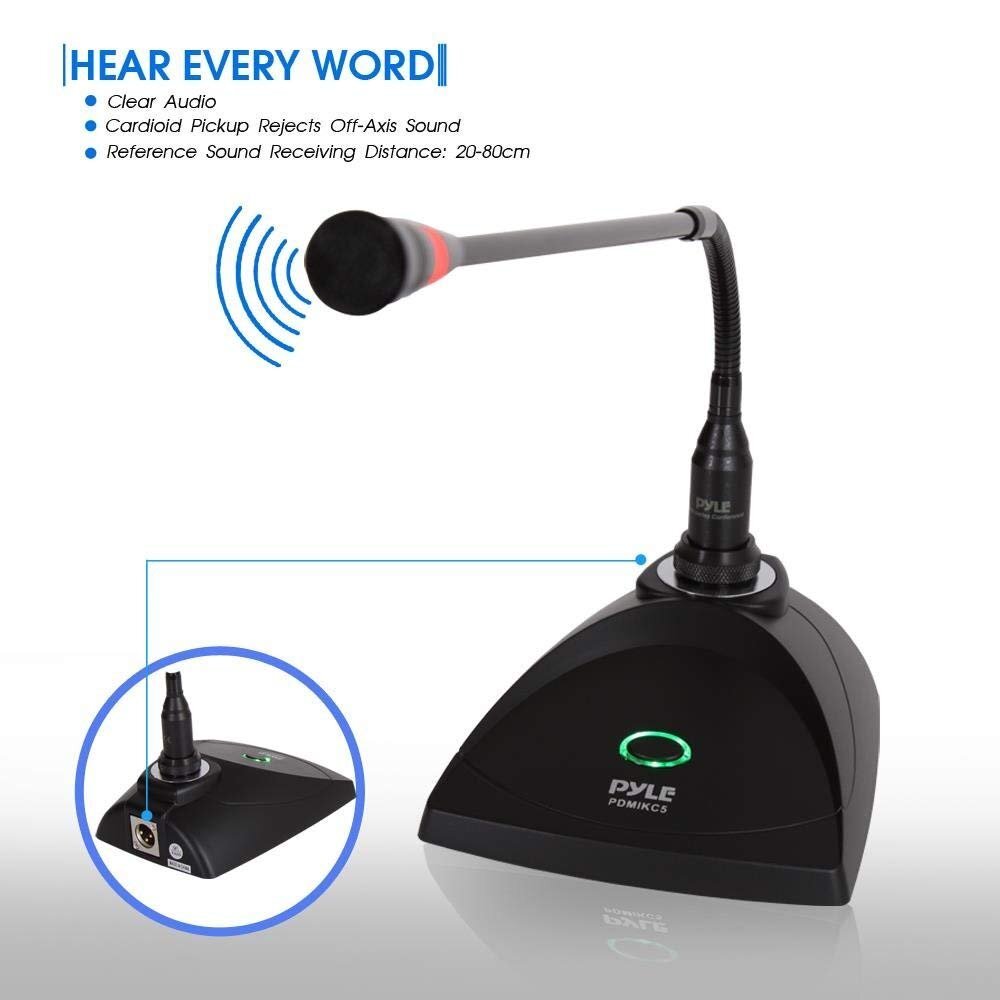 Pyle Conference Gooseneck Adjustable Desk Microphone-Table Mounted Condenser