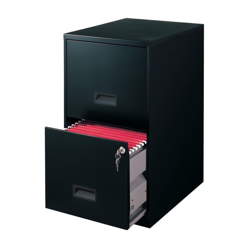 Space Solutions 18" Deep 2 Drawer Letter Width Vertical File Cabinet, Black
