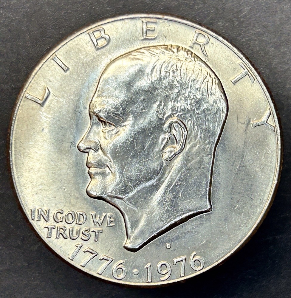 Reverse Bold Lettering 1976 D Type 1 Bicentennial Eisenhower Dollar Coin