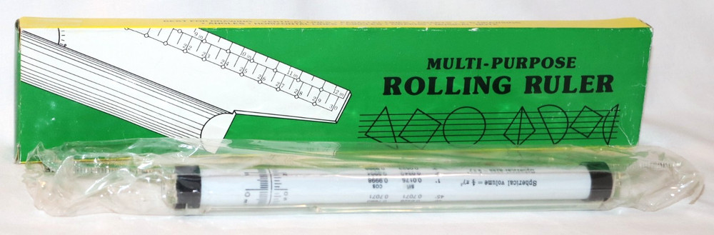Vintage Multi Purpose 6”Rolling Ruler 3D Drawings Angles Graphs Circles Charts