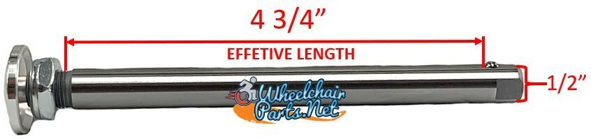 1/2" x 4 3/4" Quick release axle for wheelchairs, BIG ALUMINUM Push Button