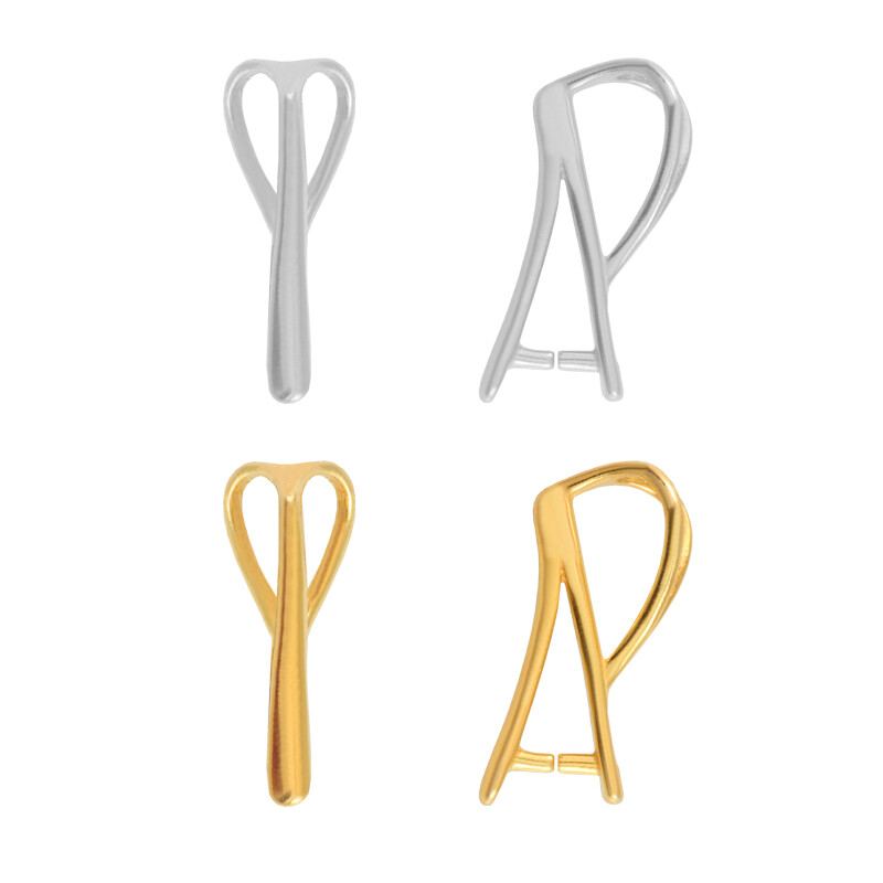 Sterling Silver Pinch Bails with Loop * Different Sizes & Platings