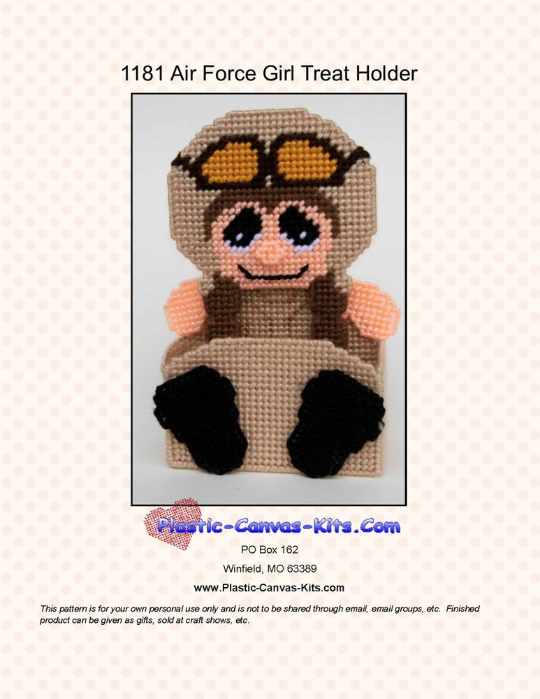 Air Force Girl Treat Holder- Plastic Canvas Pattern or Kit