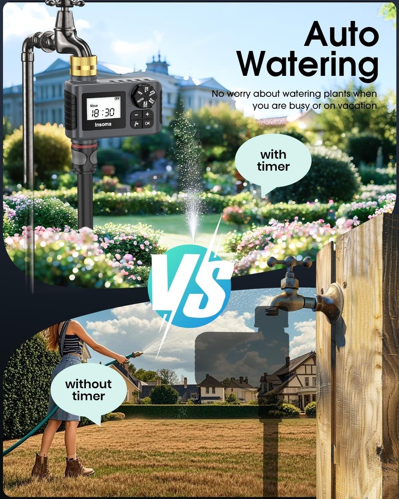 Garden Hose Water Timer with Rain Delay Automatic Drip Controller