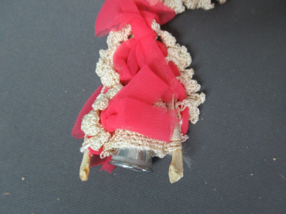 Handmade Vintage 2 Pin Cushion & Thimble Holders - Crocheted Wish Bone - 8 261