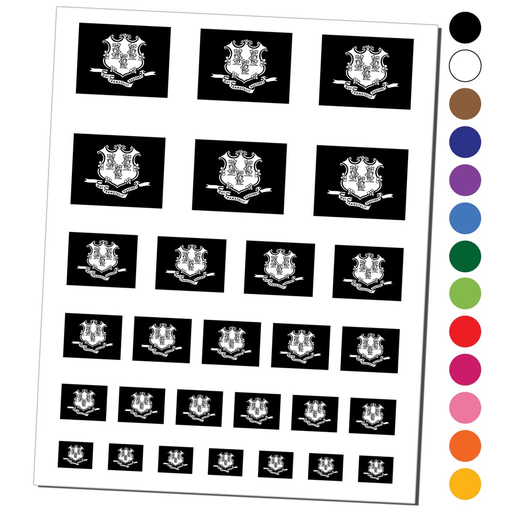 Connecticut State Flag Temporary Tattoo Water Resistant Set