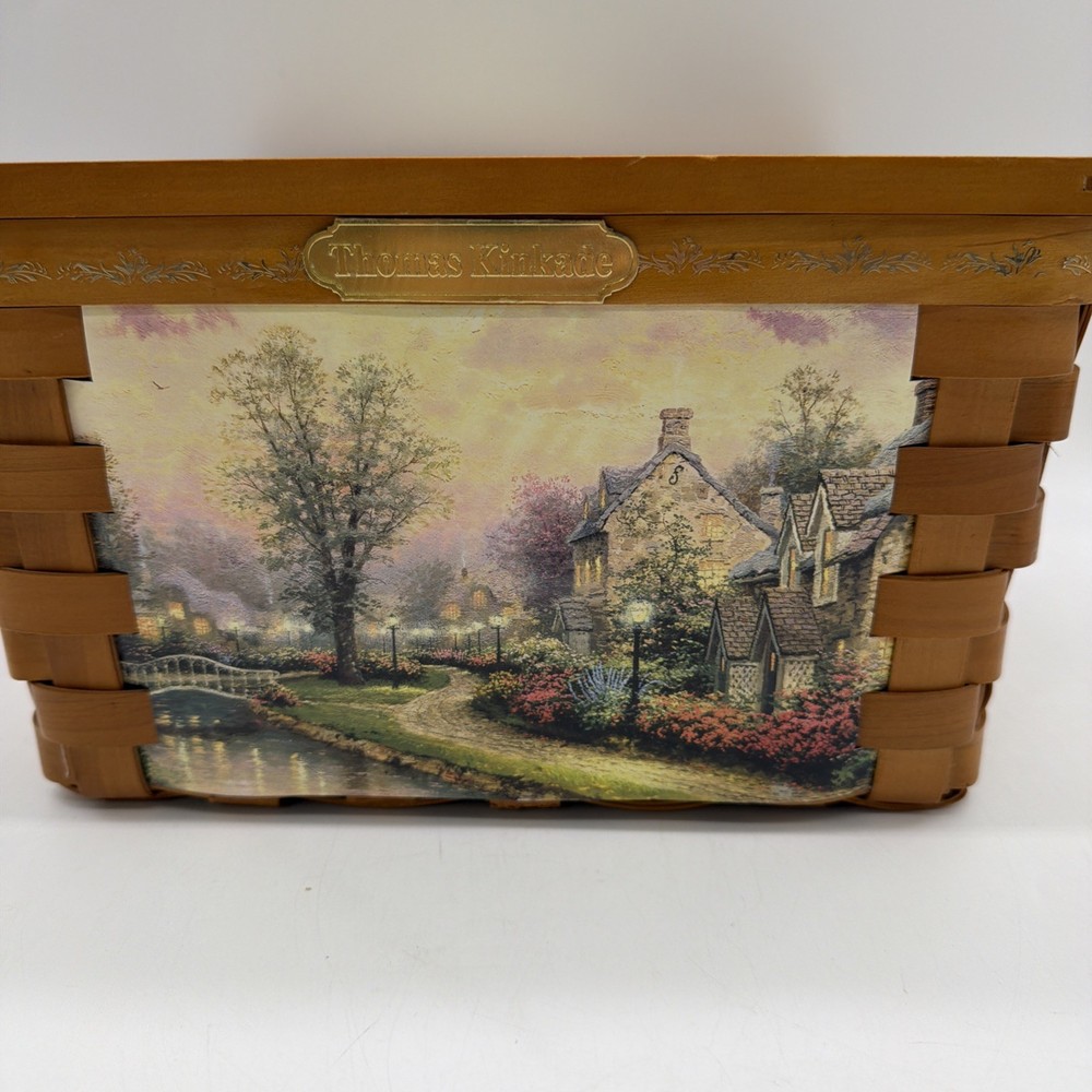 THOMAS KINKADE LAMPLIGHT COLLECTION LINED 3 BASKET 2004 HINGED LID HANDLE