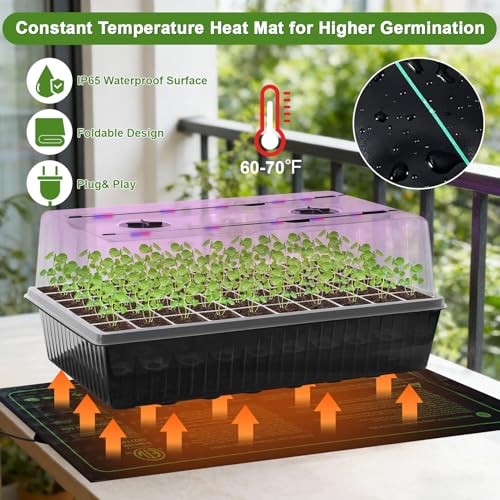 60-Cell Self-Watering Seed Starter Tray Black Seed Starter Kit- 1pc 60 Cell