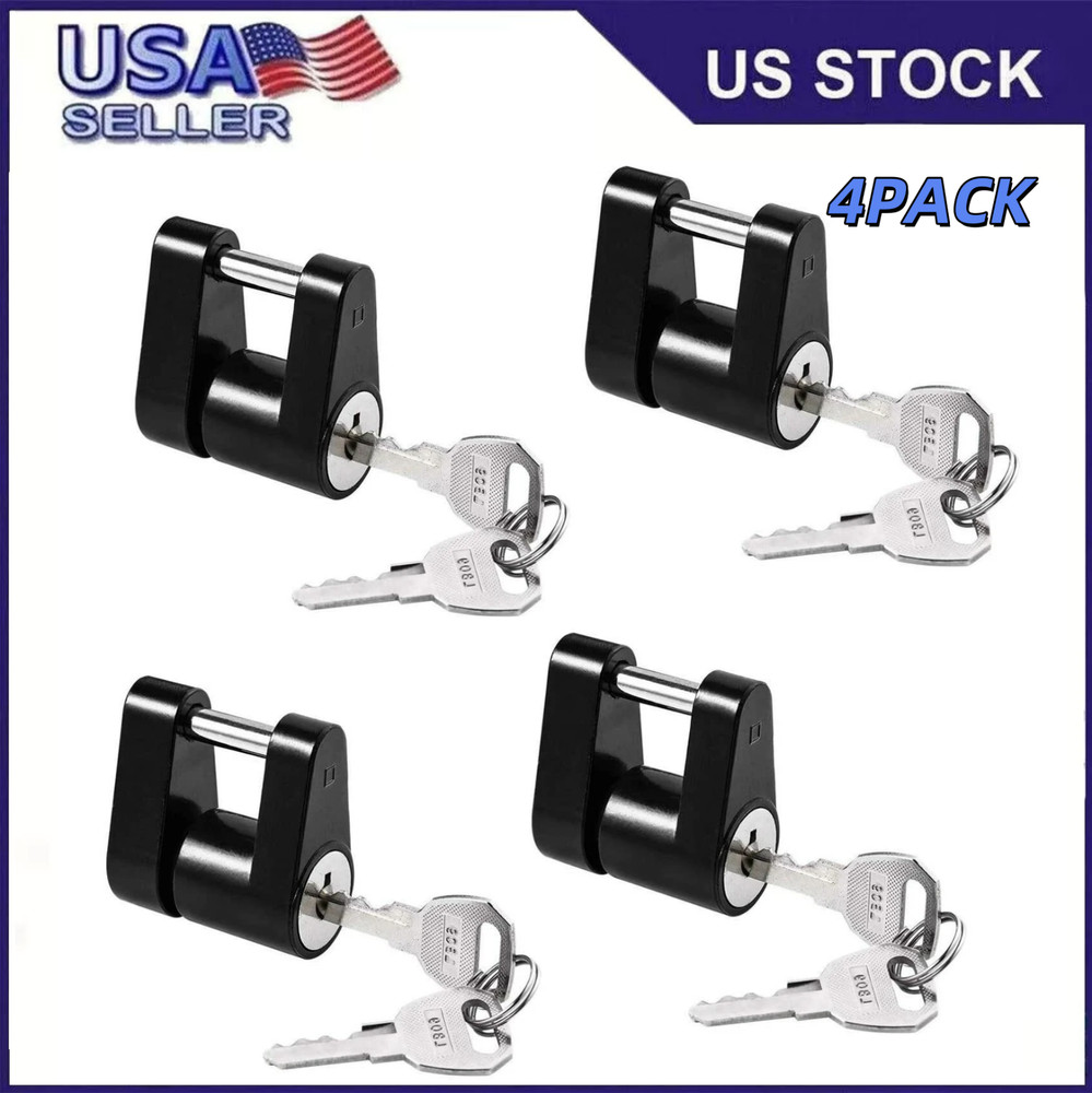 4Pc 1/4" Trailer Hitch Coupler Lock for Tow Boat RV Truck Keyed Alike Heavy Duty