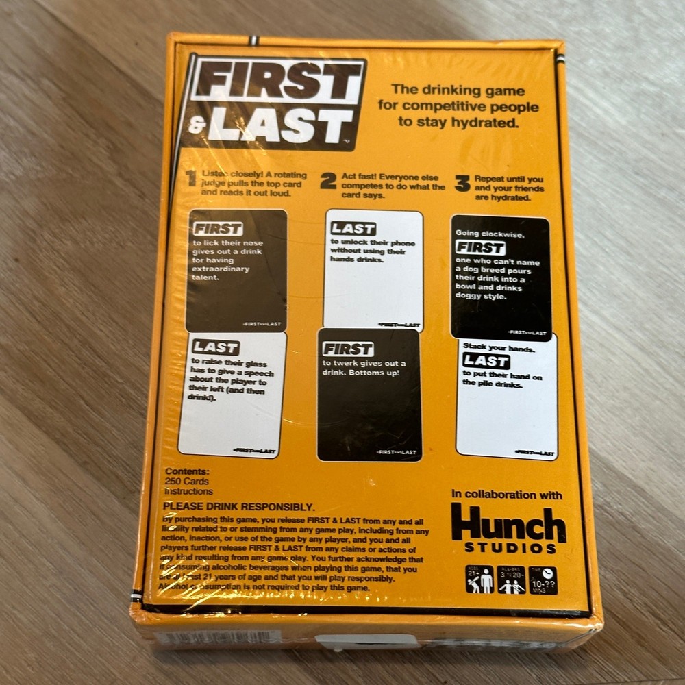 First & Last Drinking Game Hunch Studios NEW by creators of Buzzed