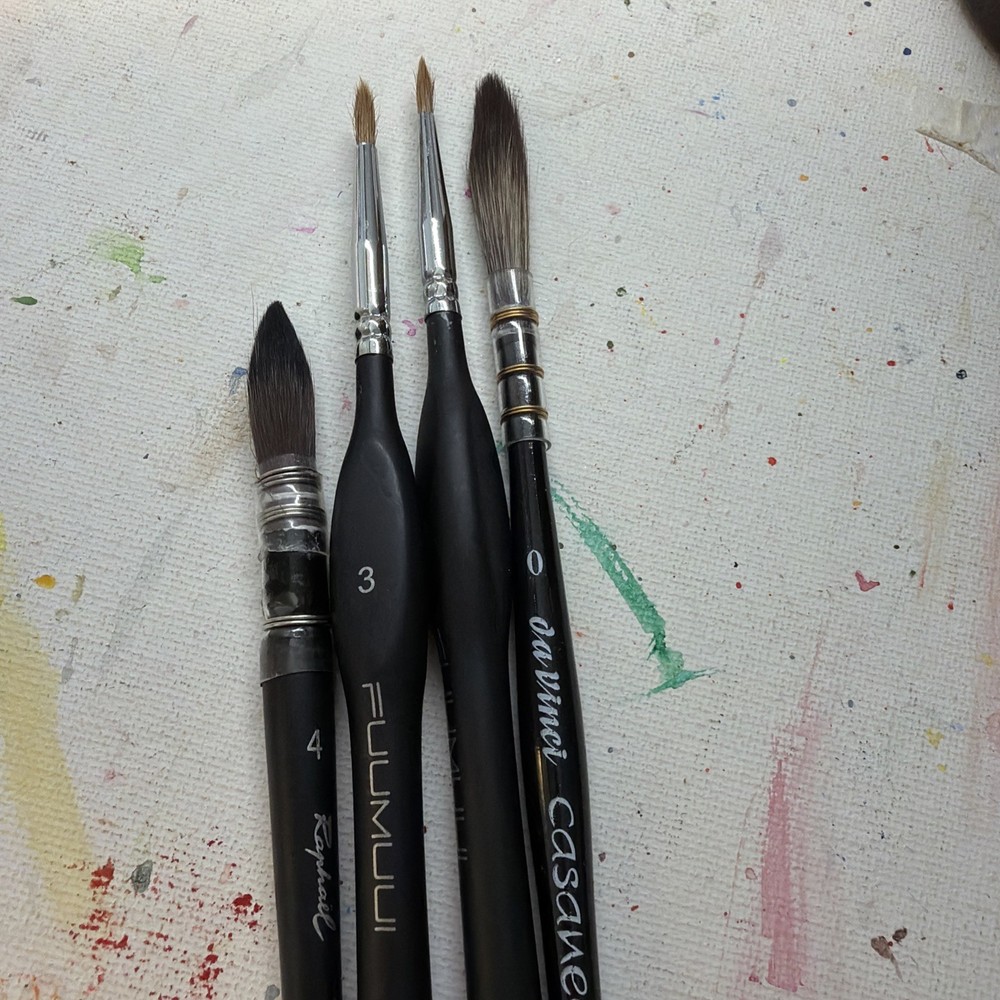 4 Watercolor Brushes, Used Once