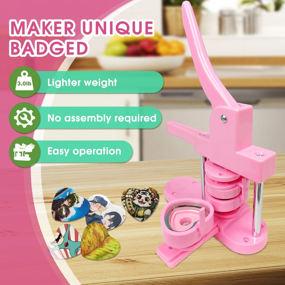 Heart-Shaped Button Maker Machine, DIY Pin Button Maker Press Machine Kit