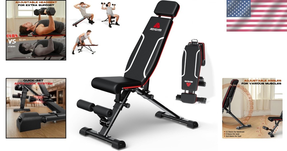 Versatile Folding Workout Bench, 880 lbs Capacity - Enhanced Comfort & Stability