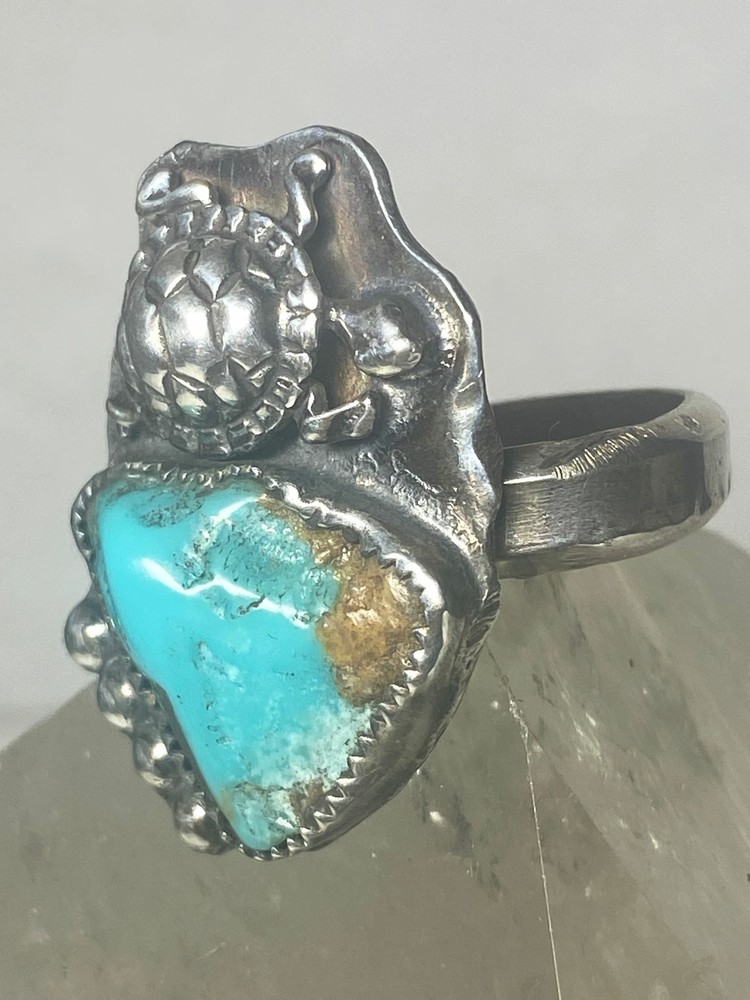 Turtle ring turquoise tribal southwest sterling silver