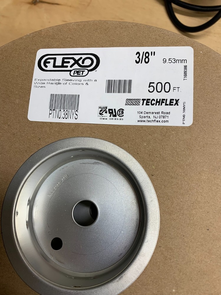 TECHFLEX PET 3/8" Black with Neon Blue Yellow - 500ft Full Roll