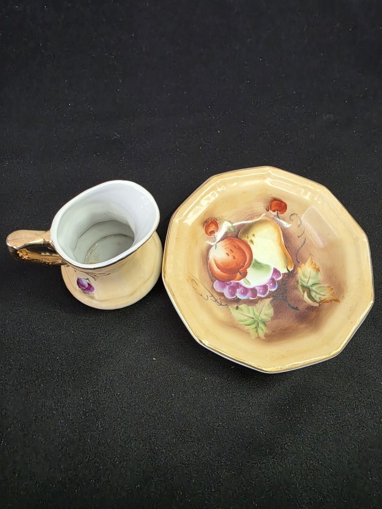 Vintage Lefton Hand Painted Miniature Pitcher And Basin Fruit Pattern