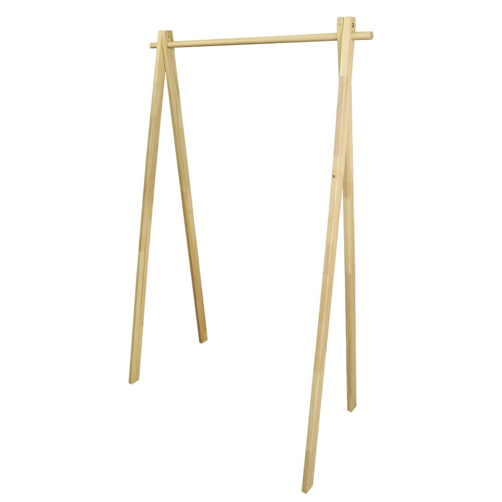Solid Wood Collapsible Garment Rack - No Tool Assembly, Aesthetic Design