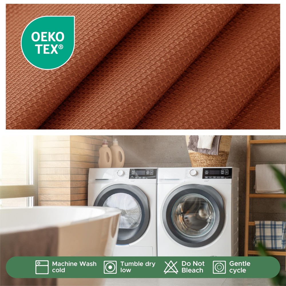 2 Pack Fall Tablecloth Textured Fabric 60x108 Inch Rectangular, Rust Thanksgi...