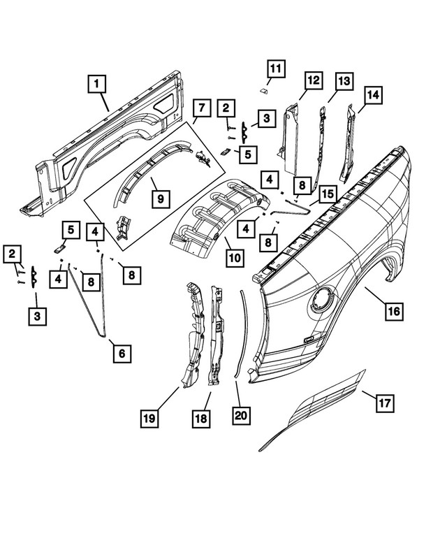 Genuine Mopar Wheelhouse Outer Panel Left 68364397aa