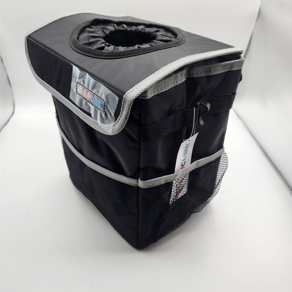 SUN CUBE Car Trash Can - Mesh Pockets, Elastic Opening - Waterproof & Leakproof