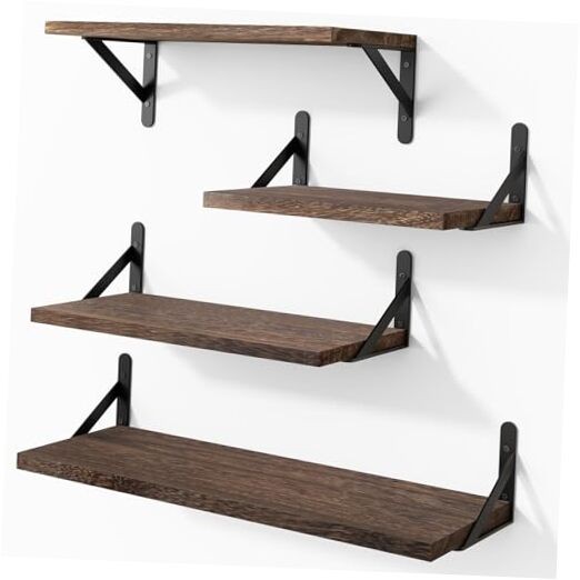 Floating Shelves for Wall, Different Sizes Dark Carbonized Wall Shelves Brown