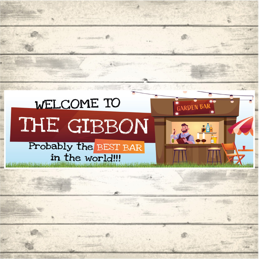 2 PERSONALISED GARDEN BAR BANNERS