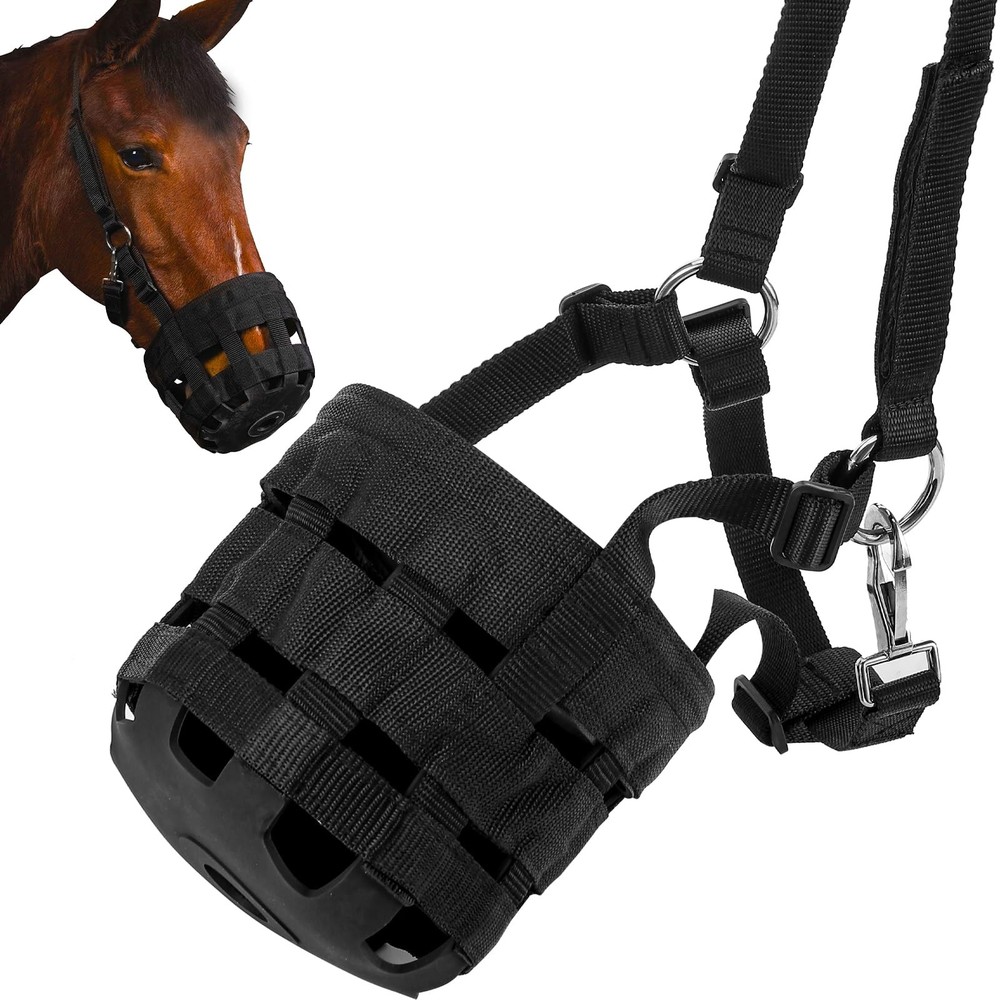 Durable Ventilated Grazing Muzzle with Attached Breakaway Halter - Lightweigh...