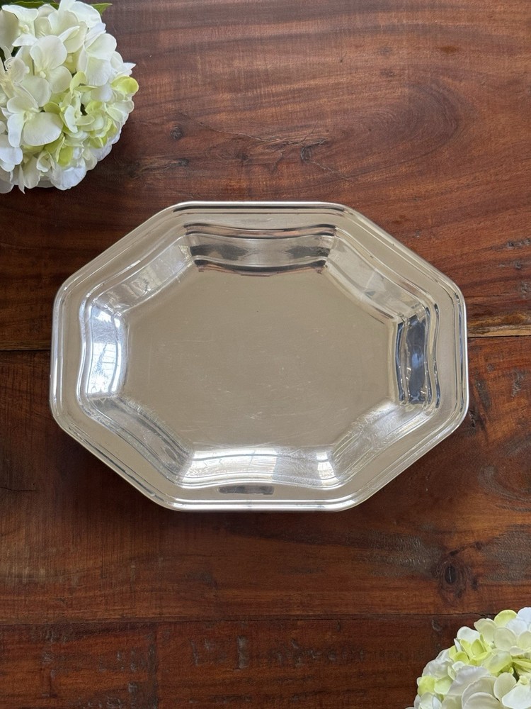 Art Deco Vintage Mcm Silver Plated Serving Tray Dish