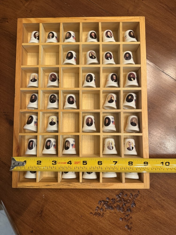 Ceramic Presidential Thimble Set PLUS Wooden Display Case
