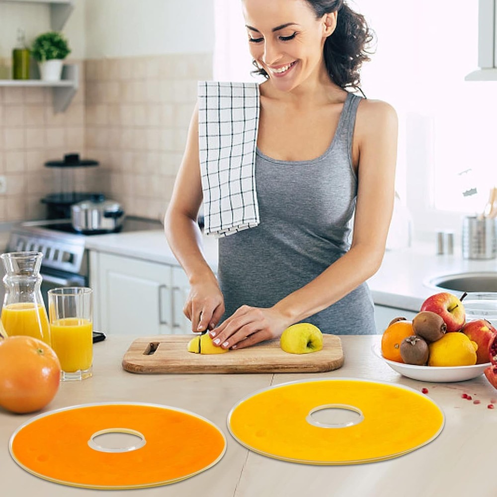 ZOOFOX 6 Pack Fruit Roll Sheets, Round Plastic Dehydrator Sheets with clear