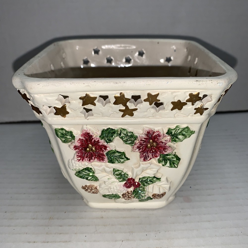 Art Pottery Cornucopia Vase Planter White 5” Vintage