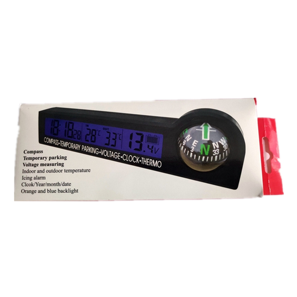 Car Digital Clock Thermometer Temperature Voltage Meter LCD Backlight Dash Mount