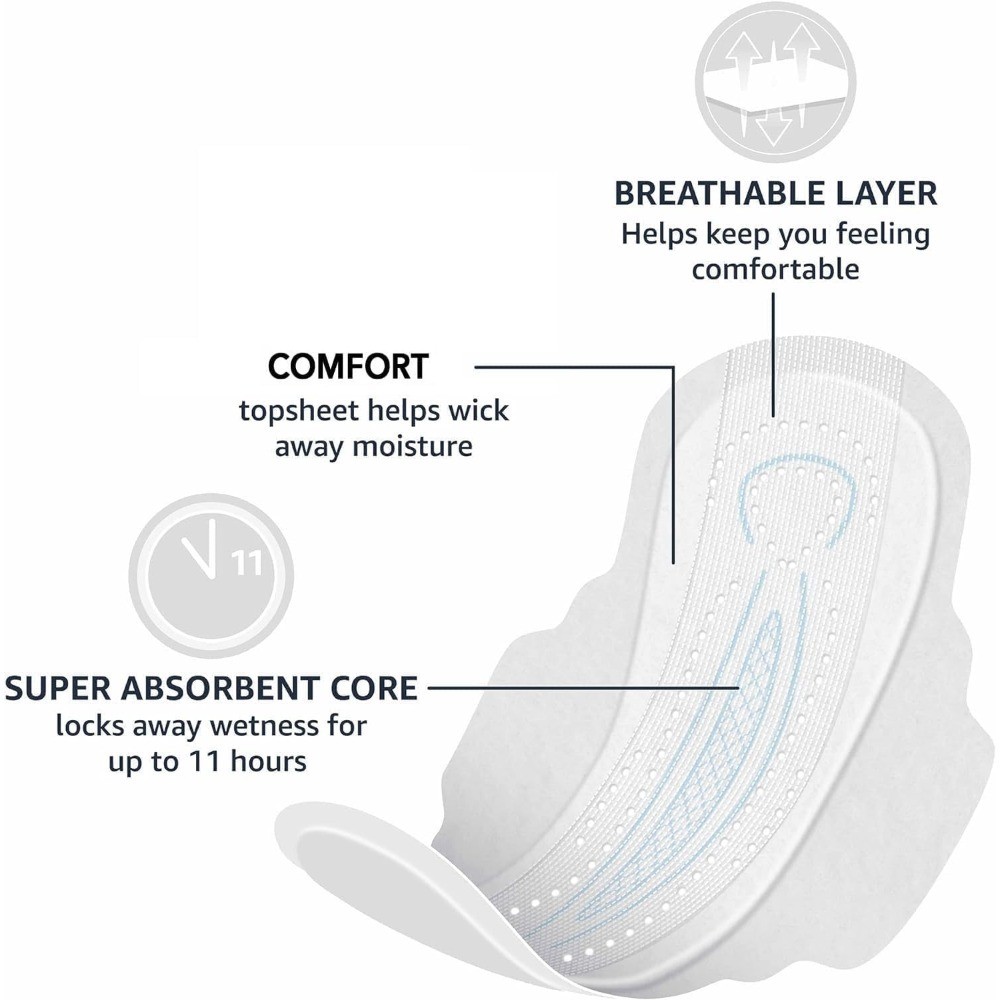 Overnight Maxi Pads with Wings Unscented Heavy Absorbency Size 4 28 Count