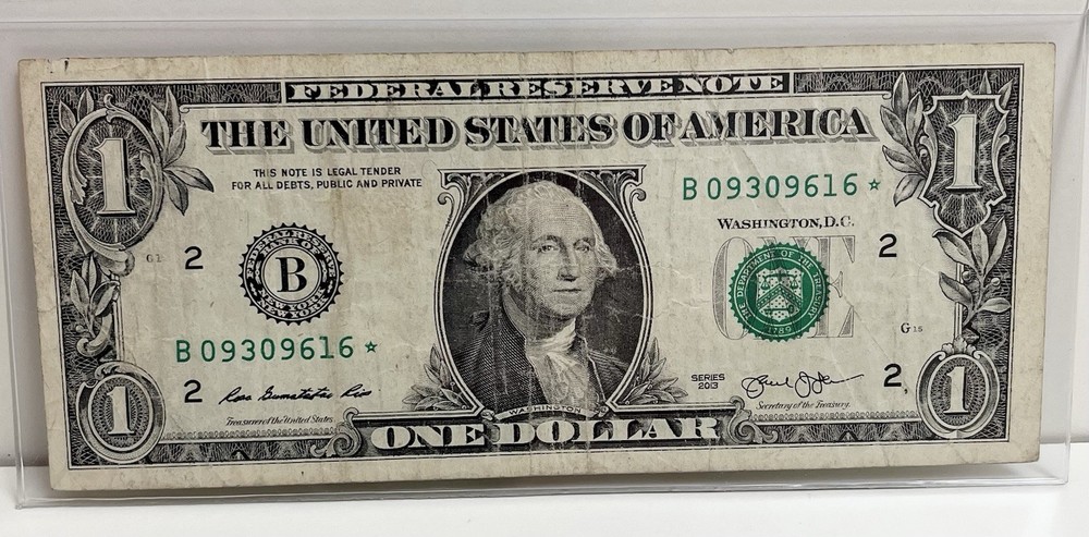 $1 2013 B Duplicate DC Star Note B09309616