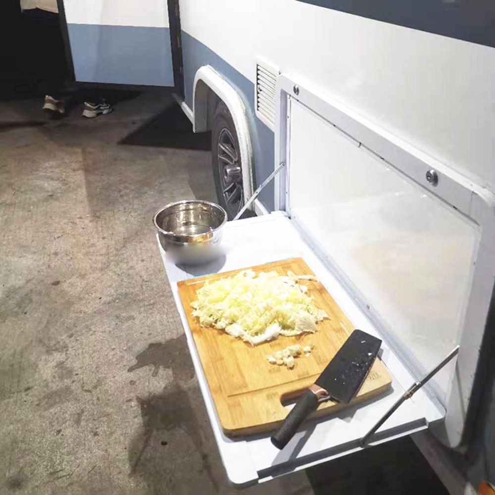 Wall Mount RV Caravan Picnic Folding External Table Aluminum White 800 x 450mm