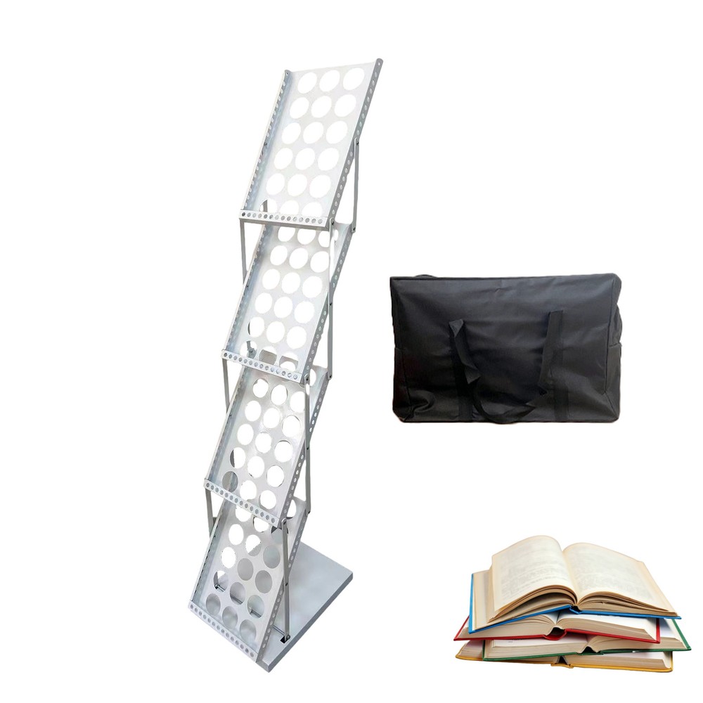 Foldable Magazine Rack Iron Brochure Literature Display Stand 4-layer Organiser