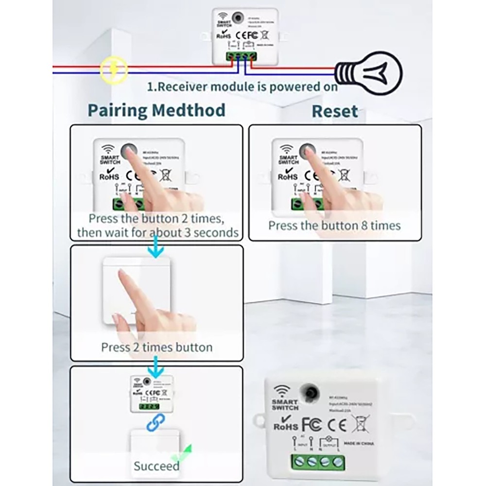 1Set 433MHz Wireless Remote Control Switch Intelligent Lamps Controller New