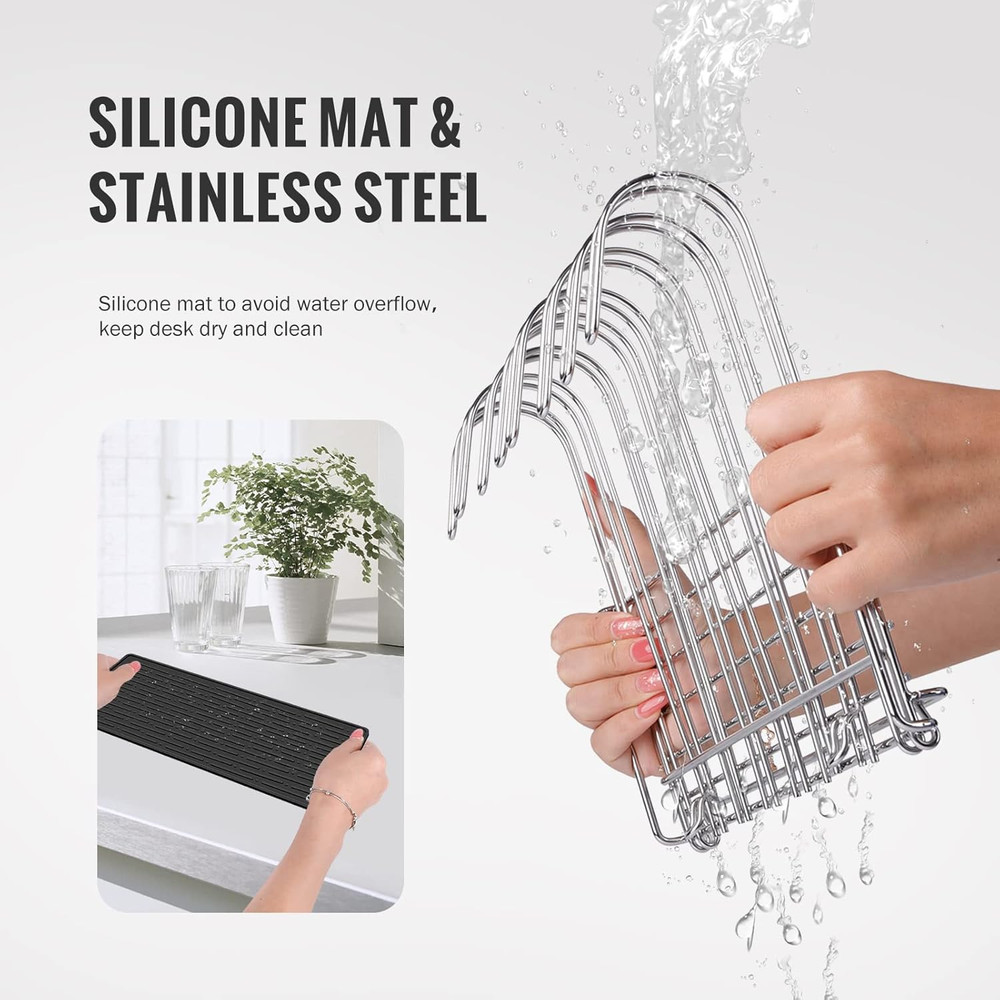 Reusable Bag Rack with Cup Drying Mat,Plastic Bag Dryer Rack Dish Drying,Coll...