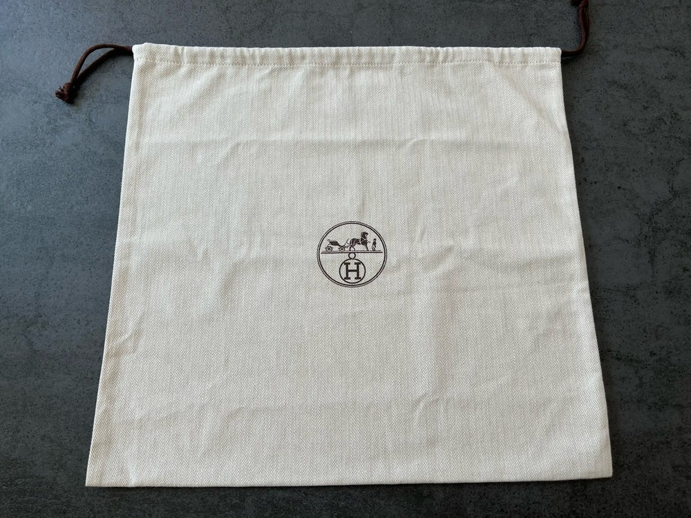Authentic Hermes Herringbone Tweed Drawstring Dust Bag 18 X 17 Inch