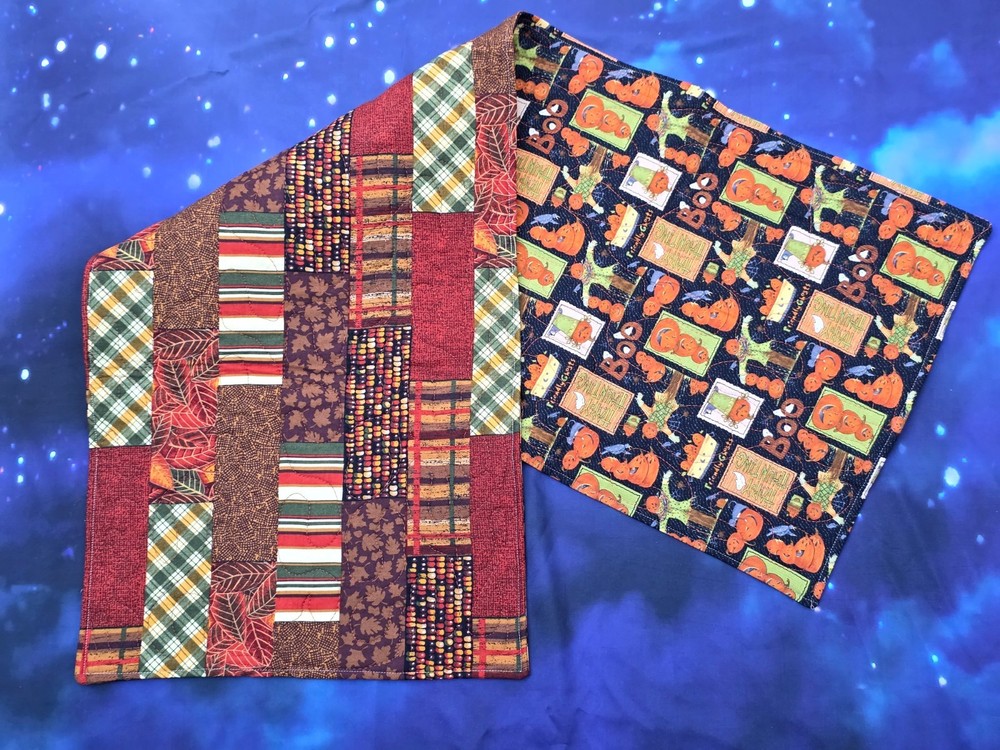 Handmade Quilted Table Runner Thanksgiving Fall Autumn Patchwork corn HALLOWEEN