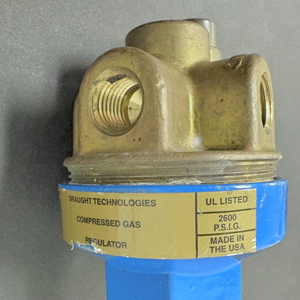 Draught Technologies Compressed Gas Regulator, Model 1000P, 2600 PSIG