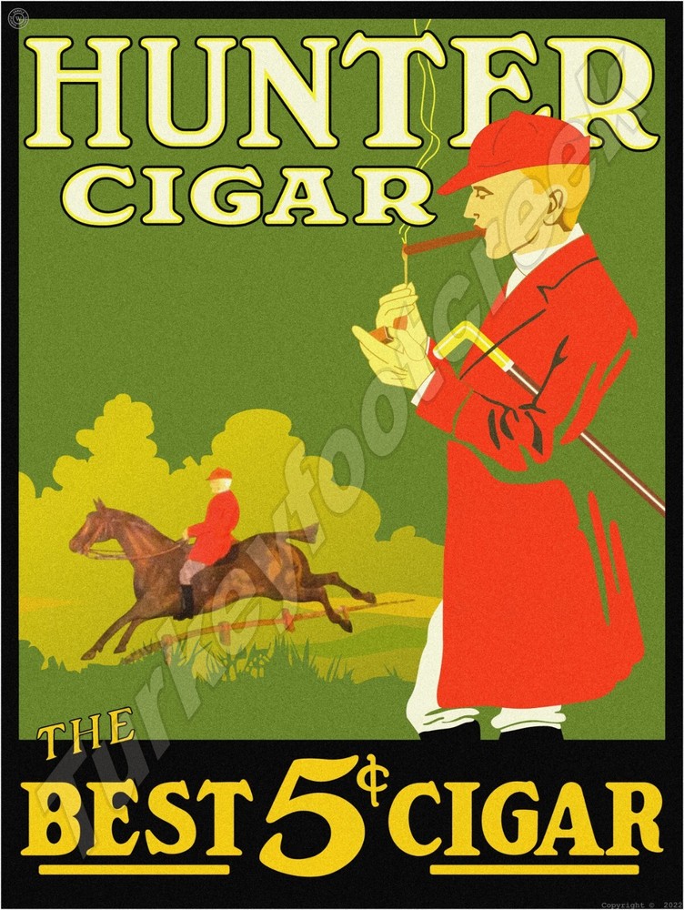 Hunter Cigar 9" x 12" Metal Sign