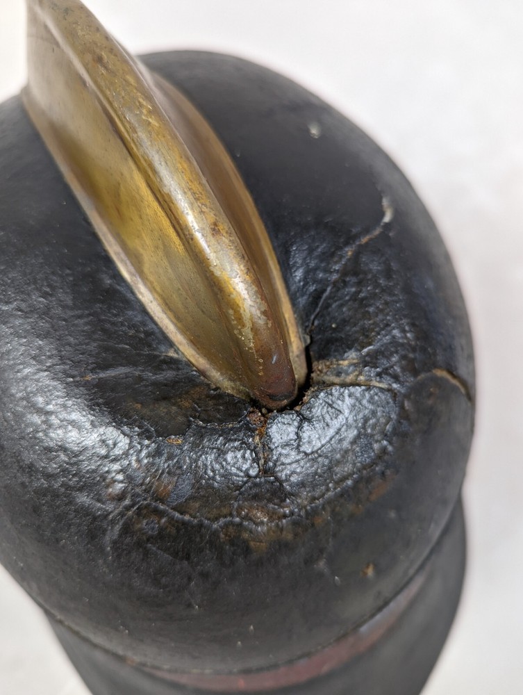 Vintage leather fire helmet