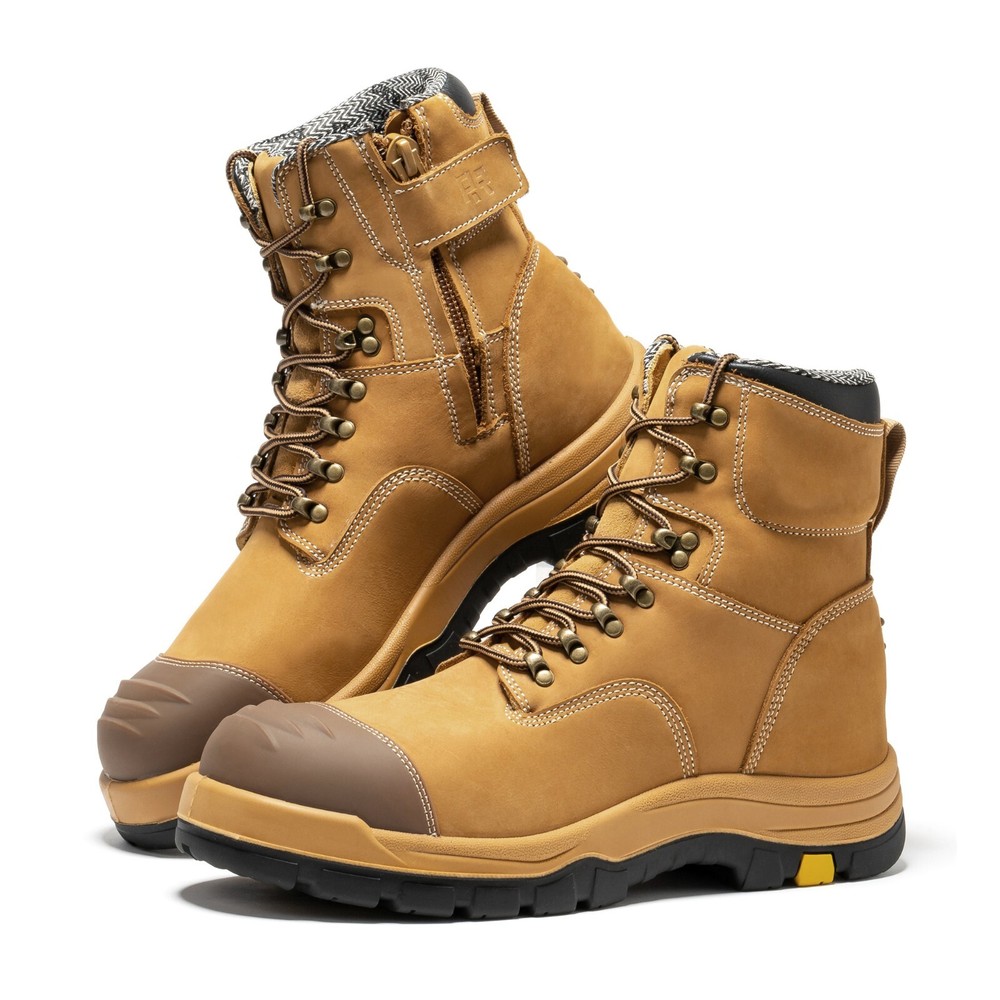 Composite Toe Side Zip Work Boots for Men, 7'' Lightweight Wide Toe Cap EH Boot