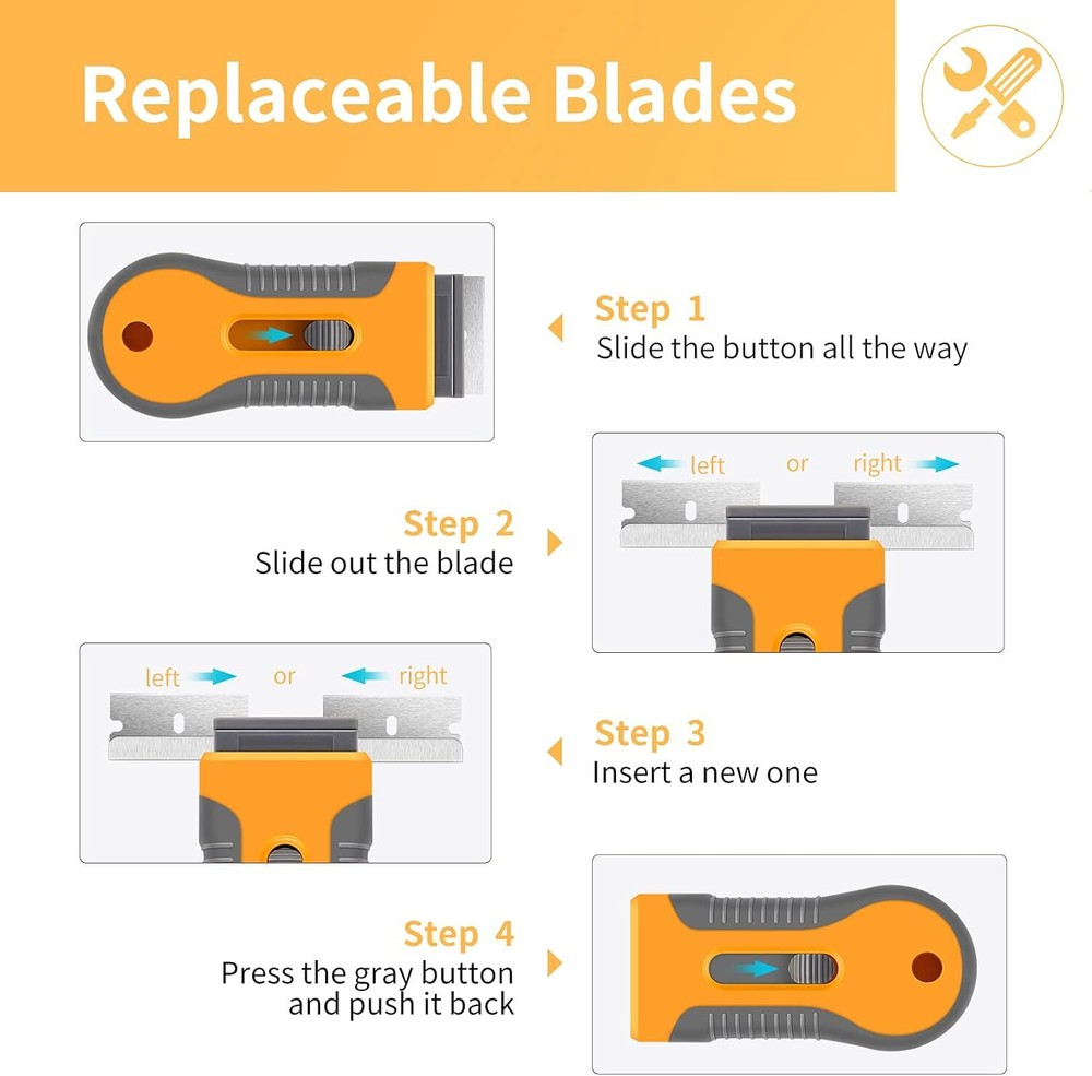 Razor Blade Scraper, 1 Pack Plastic Retractable Glass Scraper with 20 Pcs Extra
