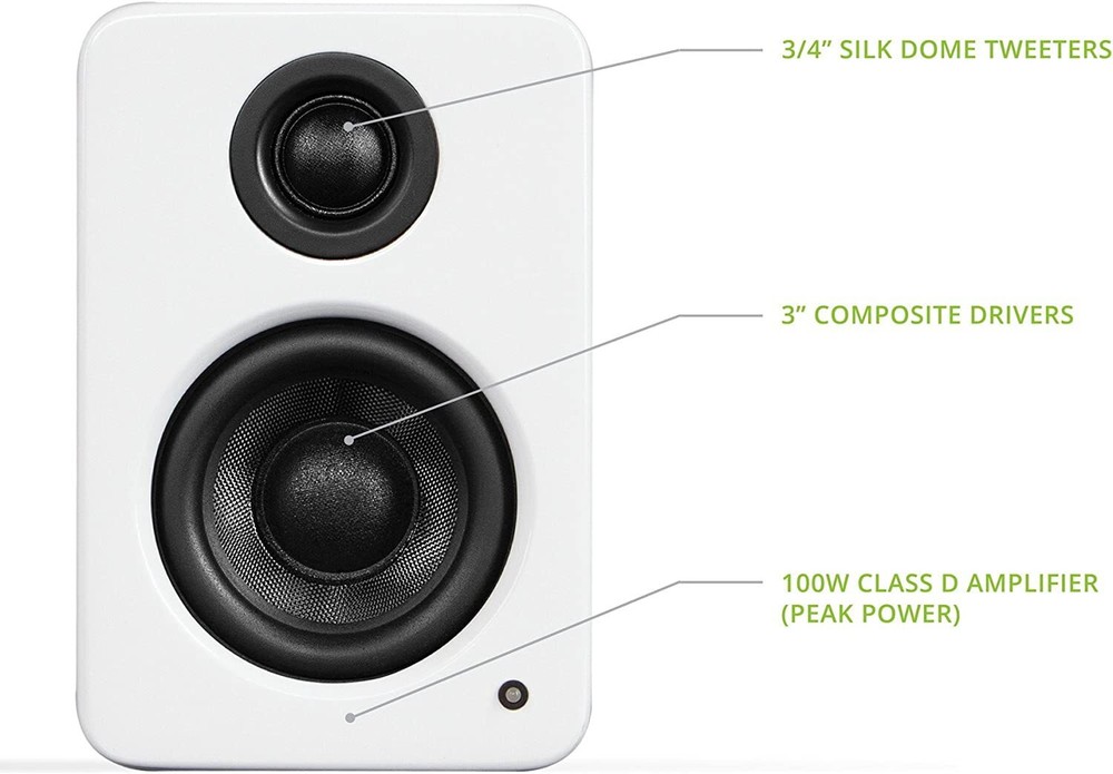 Kanto YU2 Powered Desktop Computer Speakers - Matte White - Pair